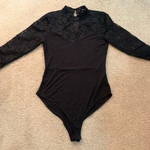Black onesie, lace top, size M